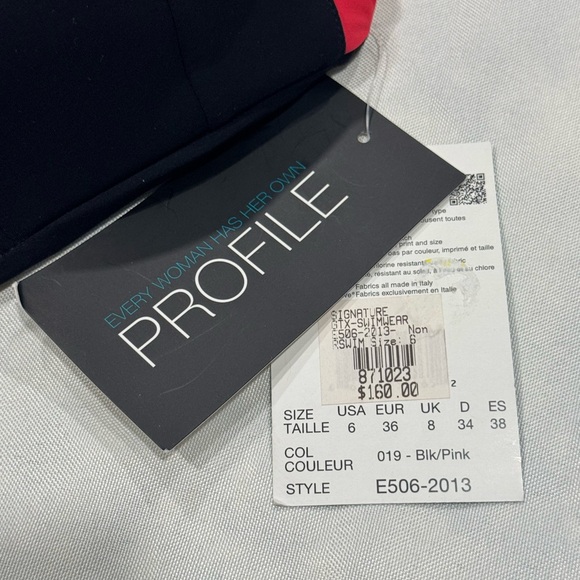 Profile by Gottex One-Piece Swimsuit Black Pink Lace-Up Ruffle NWT Size 6 - Picture 3 of 10